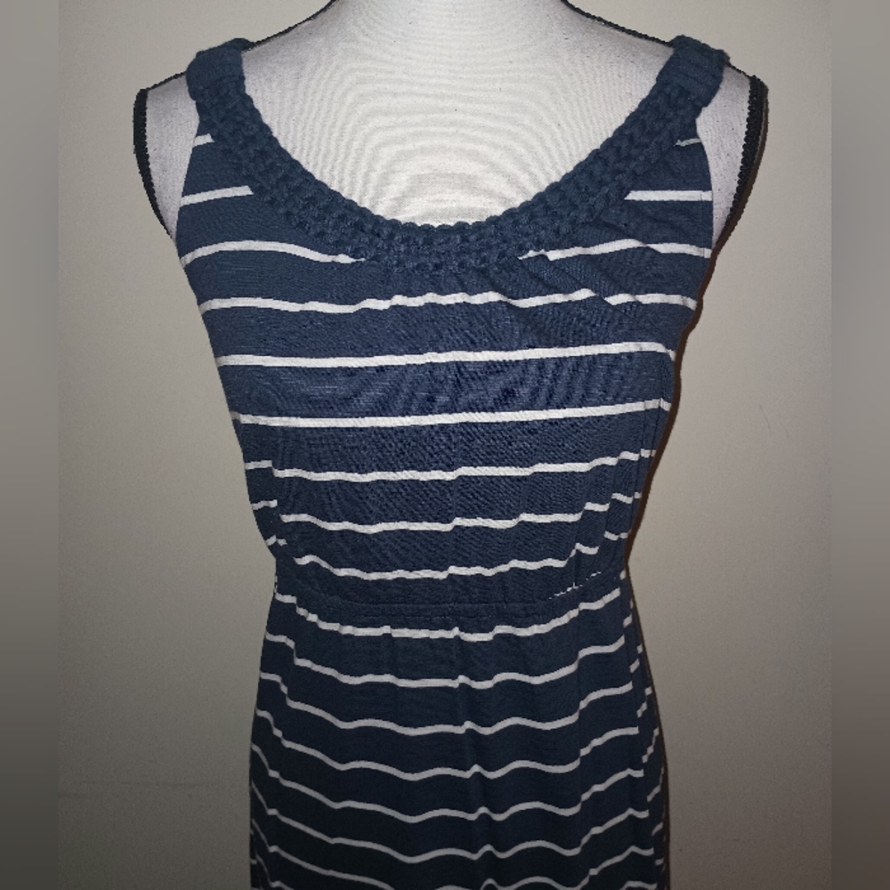 Sonoma Navy and White Striped Sleeveless Dress SZL
